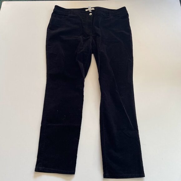 Chico's Pant Trouser Black Velvet Diamond Jewel Button Straight Leg Holiday Plus - Picture 1 of 7